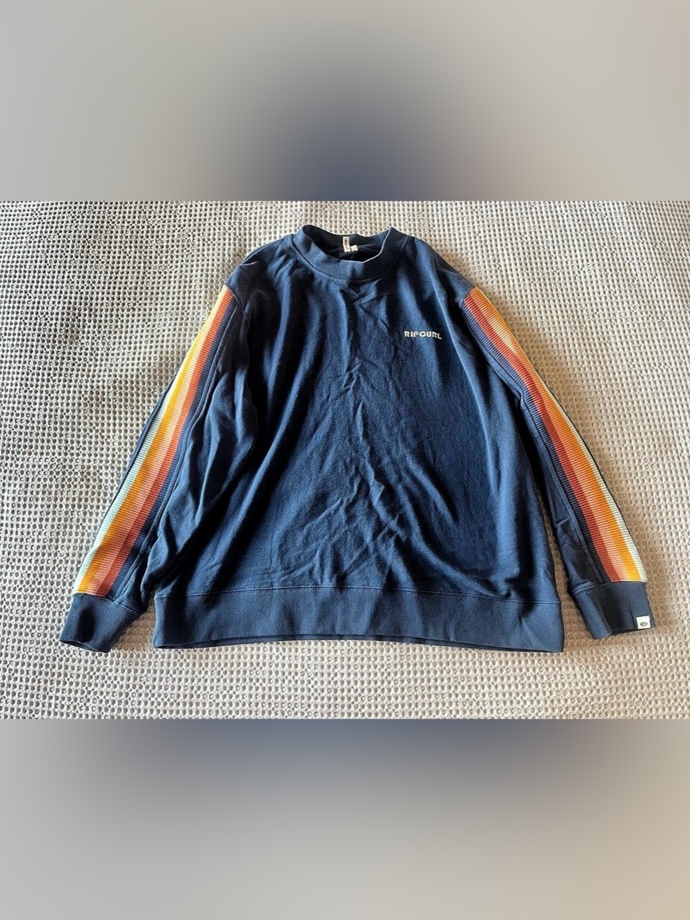 NWOT Rip Curl Surf Revival Relaxed Striped Sweatshirt Blue & Orange XL